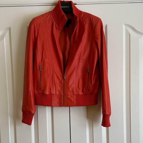Danier Women's Orange Leather Jacket - Picture 4 of 5
